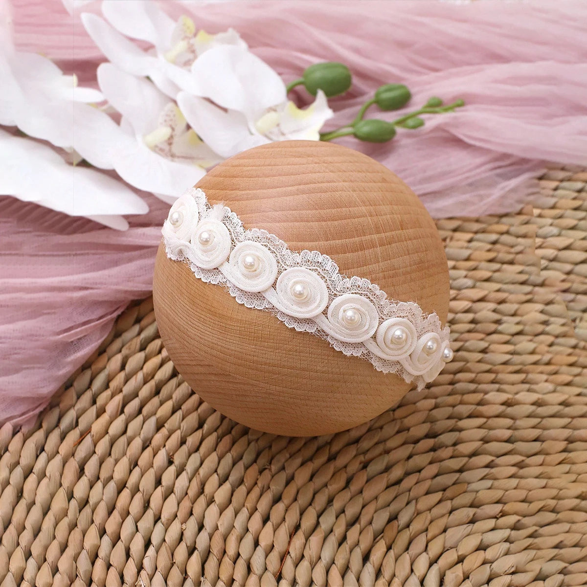 2Pcs Set White Newborn Girl Dress For Photo Shooting Big Bowknot Baby Photography Dress With Pearl Headband