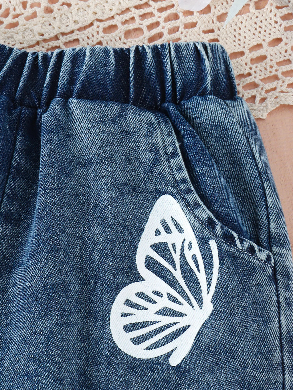 Toddler Girl Fashion Outfits, Solid Color Tank Top & Trendy Printed Jeans Set, Girl Summer Spring Clothes 1-5T