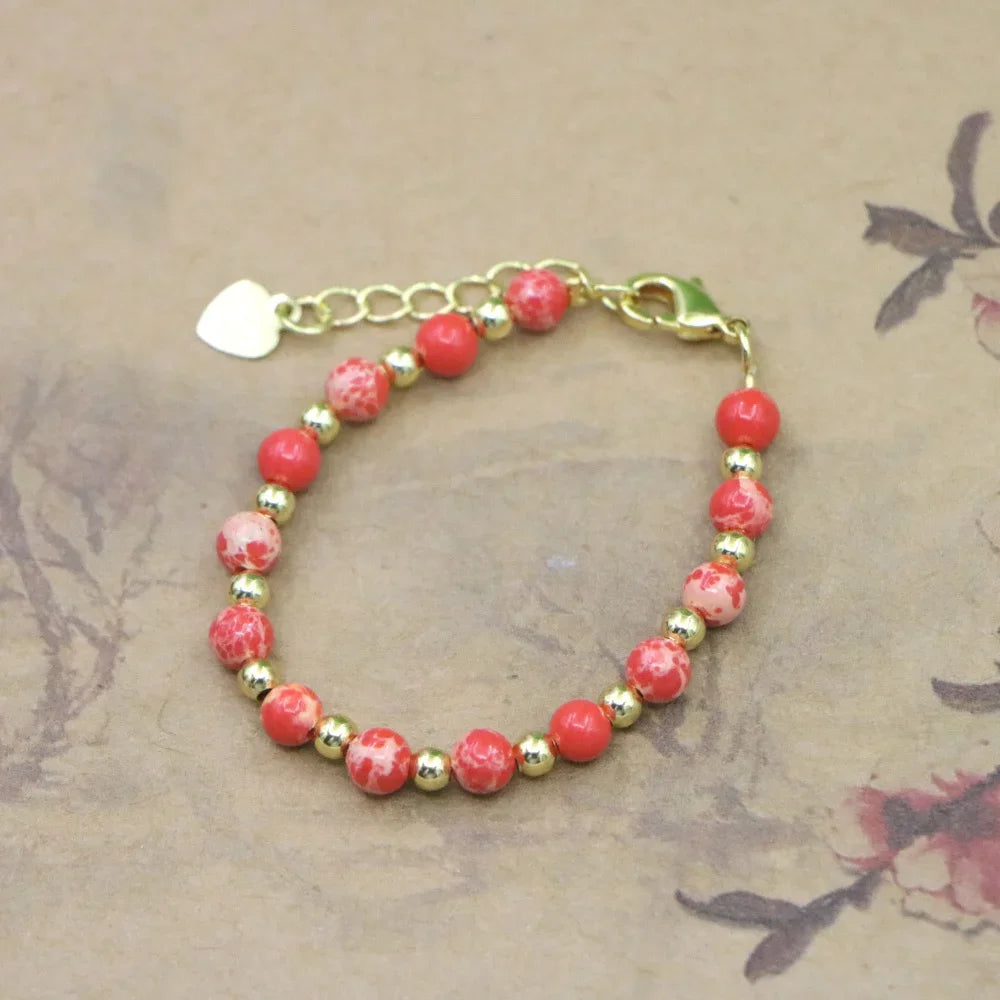 High Quality Natural Stone Bead Bracelet Baby Girls Lobster Clasp Accessories Girls Gift Jewelry Charm