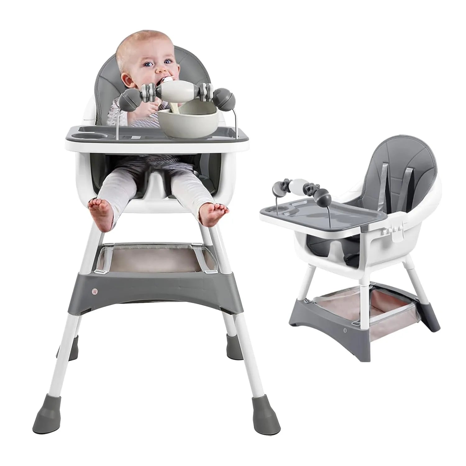 Foldable High Chair – Easy to Clean, Padded Seat with Footrest, Tray & Cup Holder