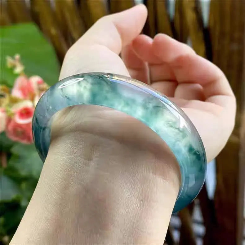 Jade ice type floating flower jade  Bangles Bracelets