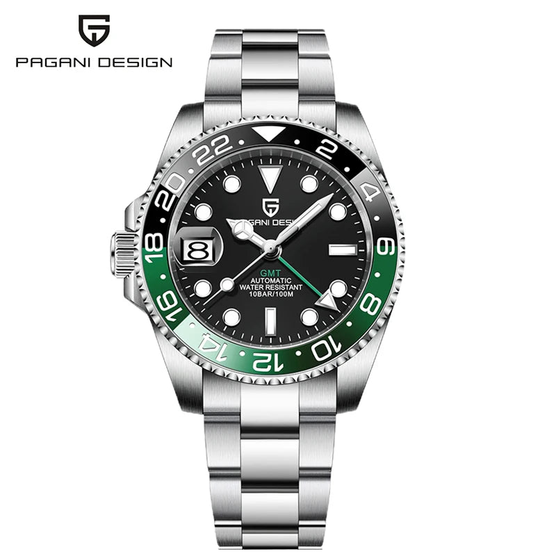 DESIGN 40mm Automatic GMT Wristwatch Stainless Steel Waterproof Men Watch Top Brand Mechanical sports Watches Men PD-1662