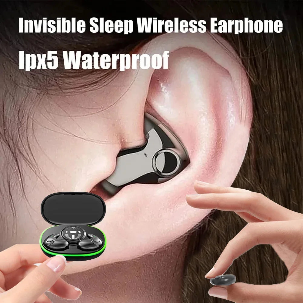 Invisible Sleep Earphones Wireless, Waterproof Noise Reduction Earbuds Touch Control Headsets