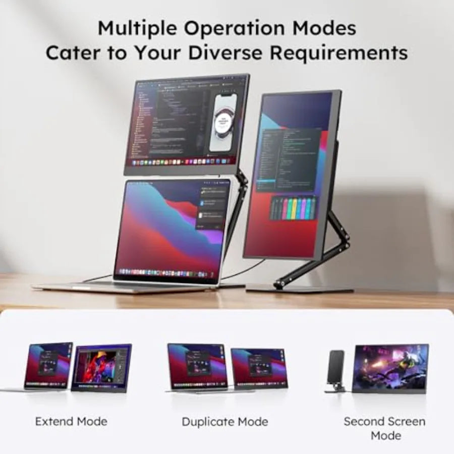 Portable Monitor, 15.6" FHD 1080P IPS Travel Monitor for Laptop, Foldable Magnetic and Carry Case Included, USB-C Screen Extend