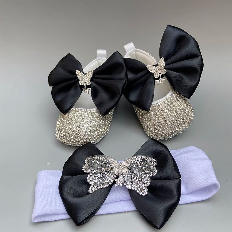 Dollbling Baby Diamonds and Pearls Custom Baby Girl Pearl Rhinestone Birthday Baptism Fancy Shoes Baby Shower Easter