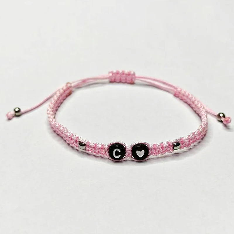 26 Alphabet Initials Heart Bracelet Jewelry Handmade Collapsible A-Z Name Braided Bracelet Women Men Friendship Couple Gift