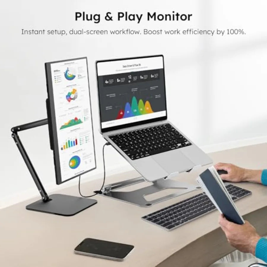 Portable Monitor, 15.6" FHD 1080P IPS Travel Monitor for Laptop, Foldable Magnetic and Carry Case Included, USB-C Screen Extend