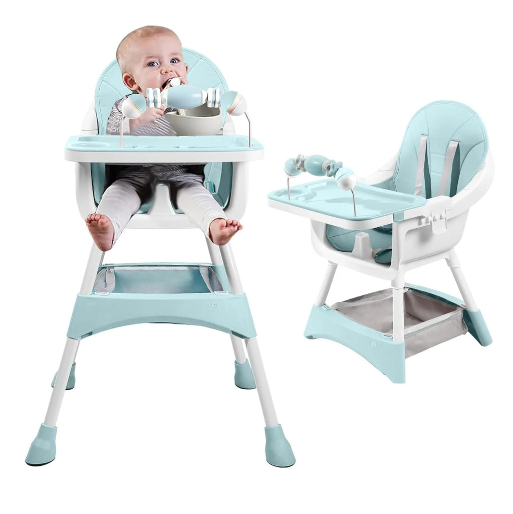Foldable High Chair – Easy to Clean, Padded Seat with Footrest, Tray & Cup Holder