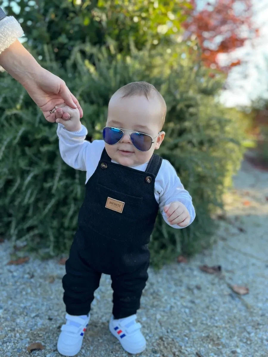 2 Pack Infant Baby Boy Overalls Clothes Solid Color Pocket Suspender Pants Jumpsuit