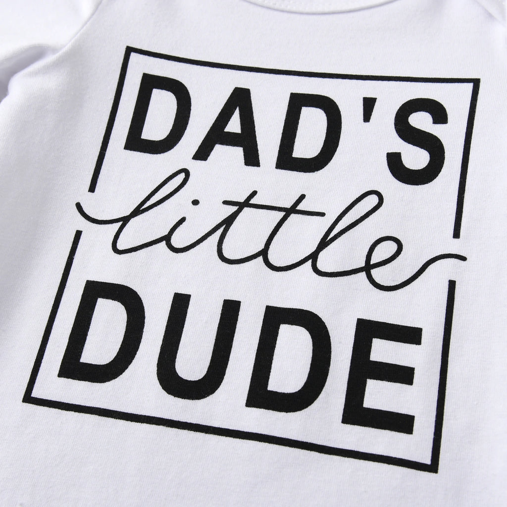 Newborn Infant Baby Boy 3PCS Clothes Set Long Sleeve Letters Printed Bodysuit Top and Pants with Hat Outfits