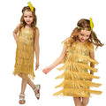 Summer Clothes Fashion Girls Flapper Dress Sequins Fringe Latin Dance Dress Tassel Tango Dress Ballroom Children's Fashion Dress