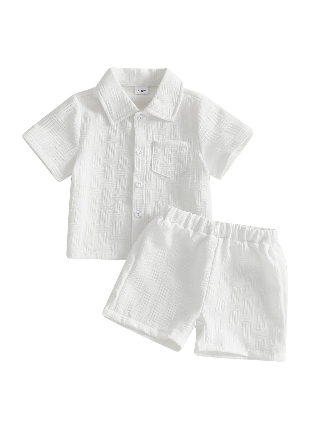 Boys Casual Summer Outfit Set with Short Sleeve Lapel Button Up Shirt and Solid Color Shorts for a Stylish Look