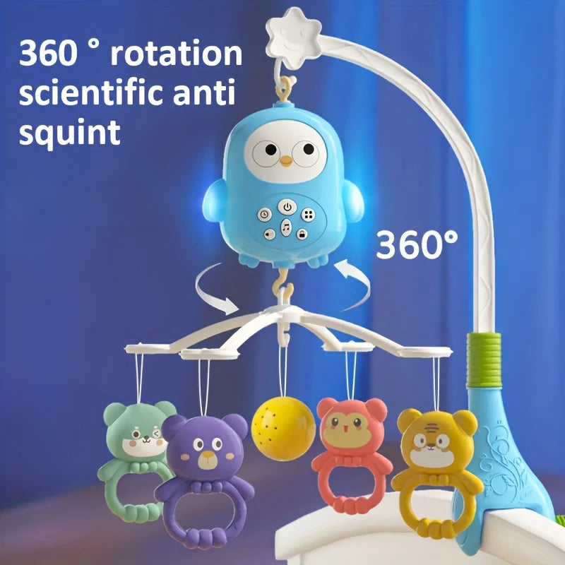 Mobile Rotating Night Light Bed Bell Toy Four Speed Timing Hanging Infant Newborn Rattle Bedside Gift
