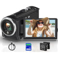 QHD 2.7K Video Camcorder with 56MP, 16X Zoom, 270° Rotation, 32GB SD Card, Dual Batteries, Recording While Charging