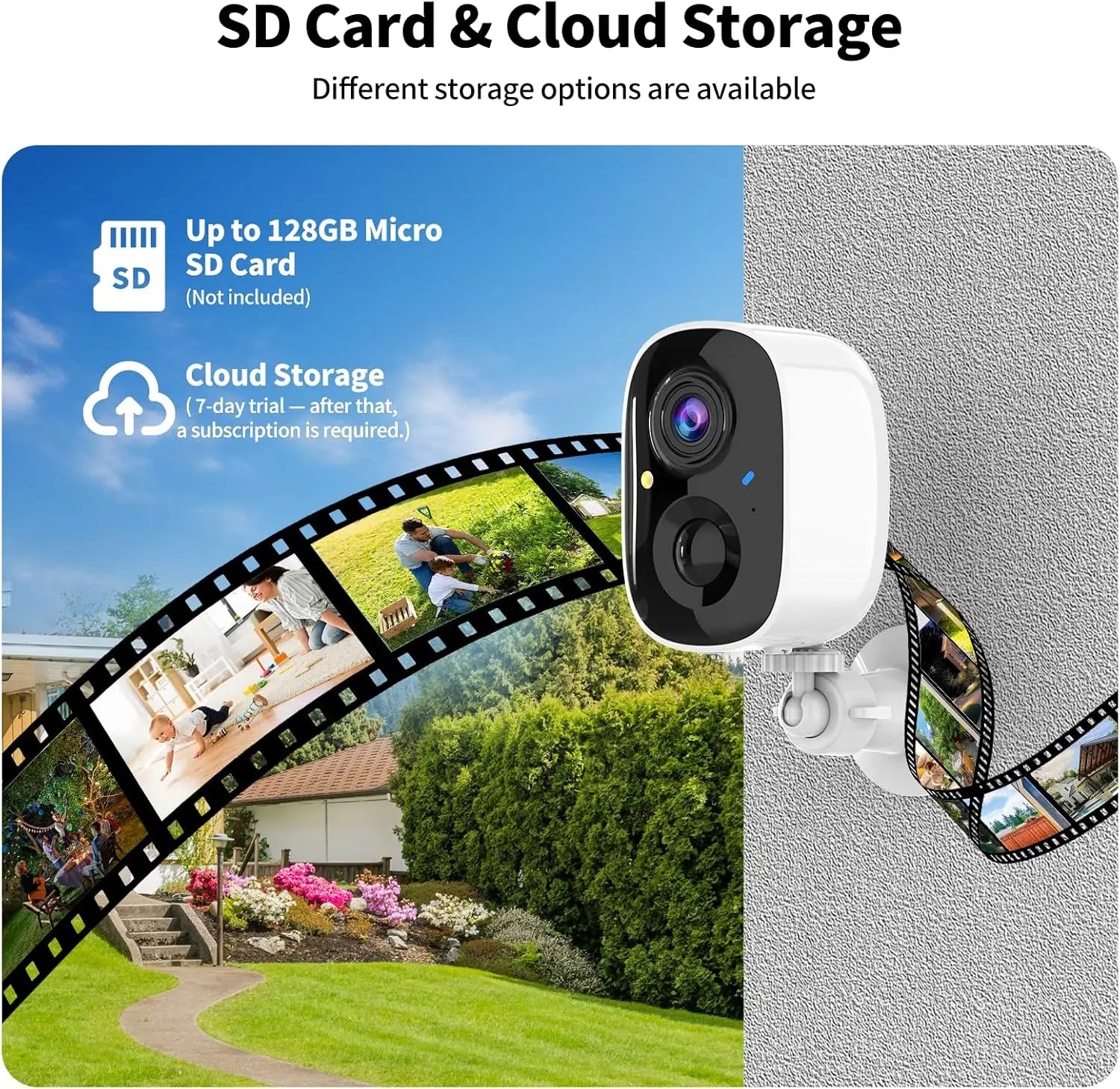 2K UHD Smart Wireless Security Camera for Indoor and Outdoor Use, Battery Powered WiFi Camera with Color Night Vision, Motion Detection, Two Way Audio, Weatherproof Design, Cloud and SD Card Storage for Home Security, Only Co
