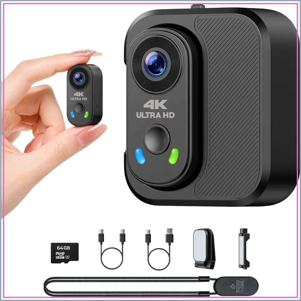 4K POV Camera with WiFi, 64GB Card, Charger Case, EIS Stabilization, Magnetic Mount, 150° Wide Angle for Sports & Vlog
