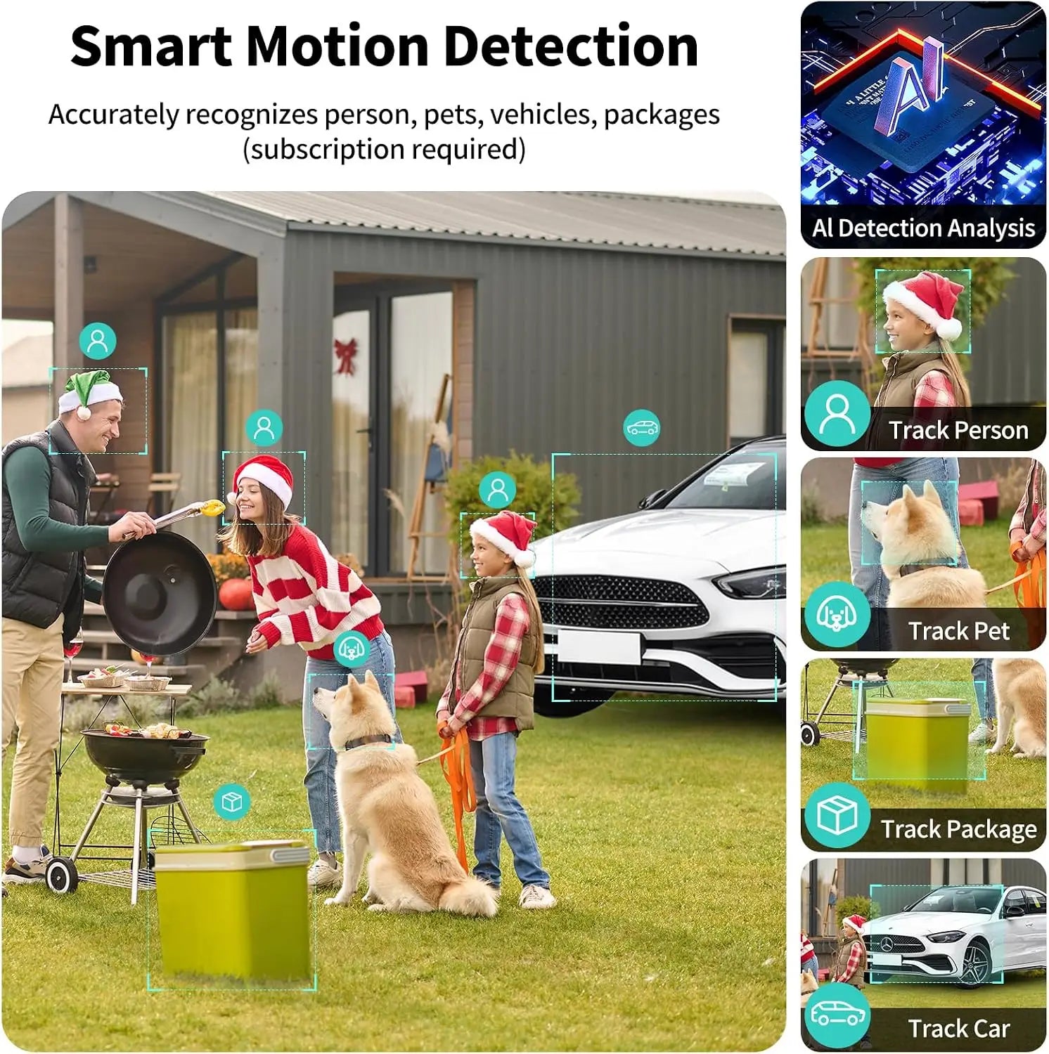 2K UHD Smart Wireless Security Camera for Indoor and Outdoor Use, Battery Powered WiFi Camera with Color Night Vision, Motion Detection, Two Way Audio, Weatherproof Design, Cloud and SD Card Storage for Home Security, Only Co