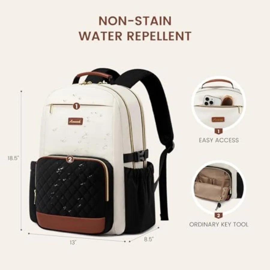 Laptop Backpack for Women with Pouch Pocket for Large Capacity Cup, 17 Inch Teacher Nurse College Work Travel Backpack Purse, W