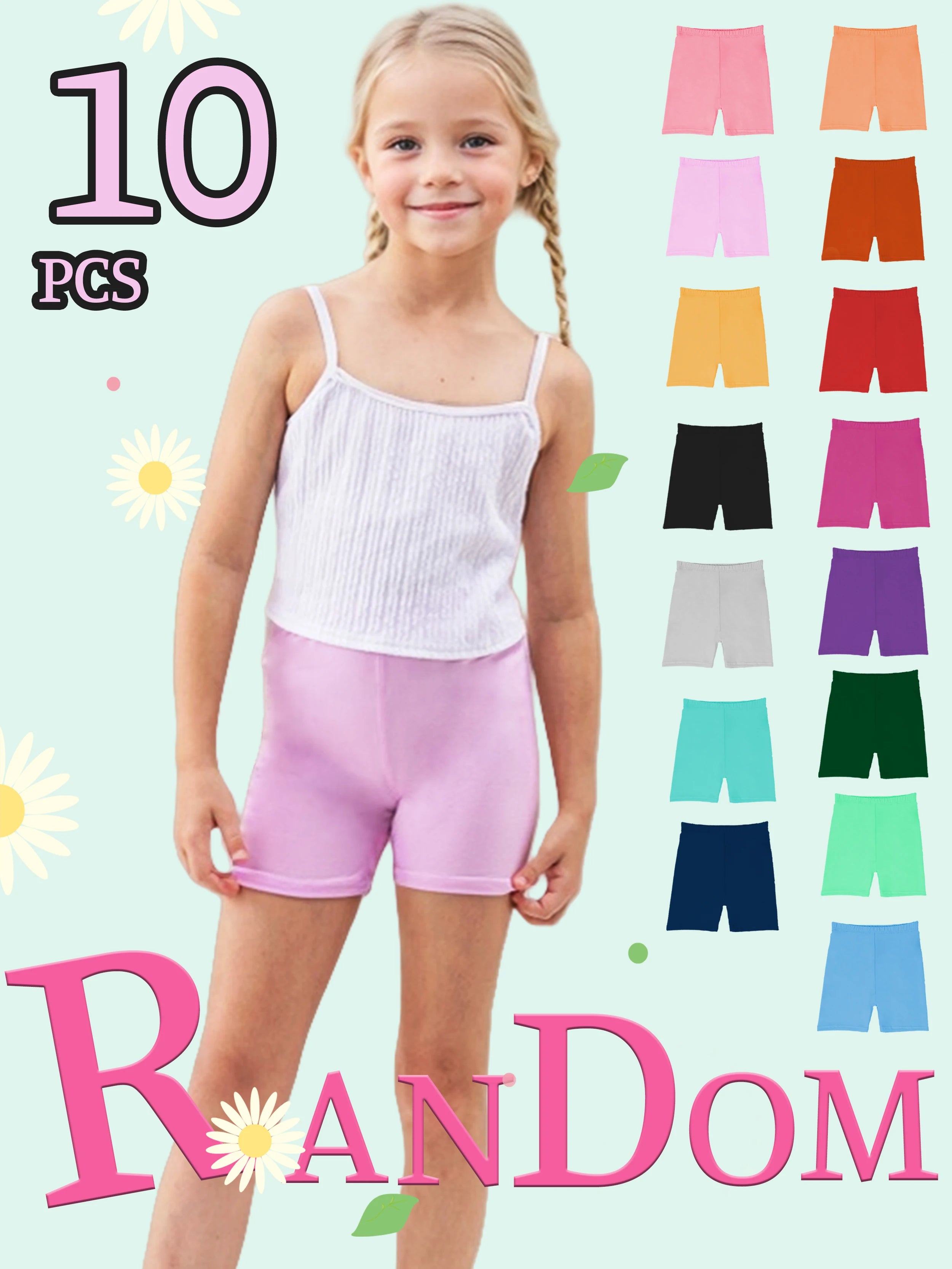 Random 10 colors girls summer biker shorts stretchy soft fashionable children multipack short leggings