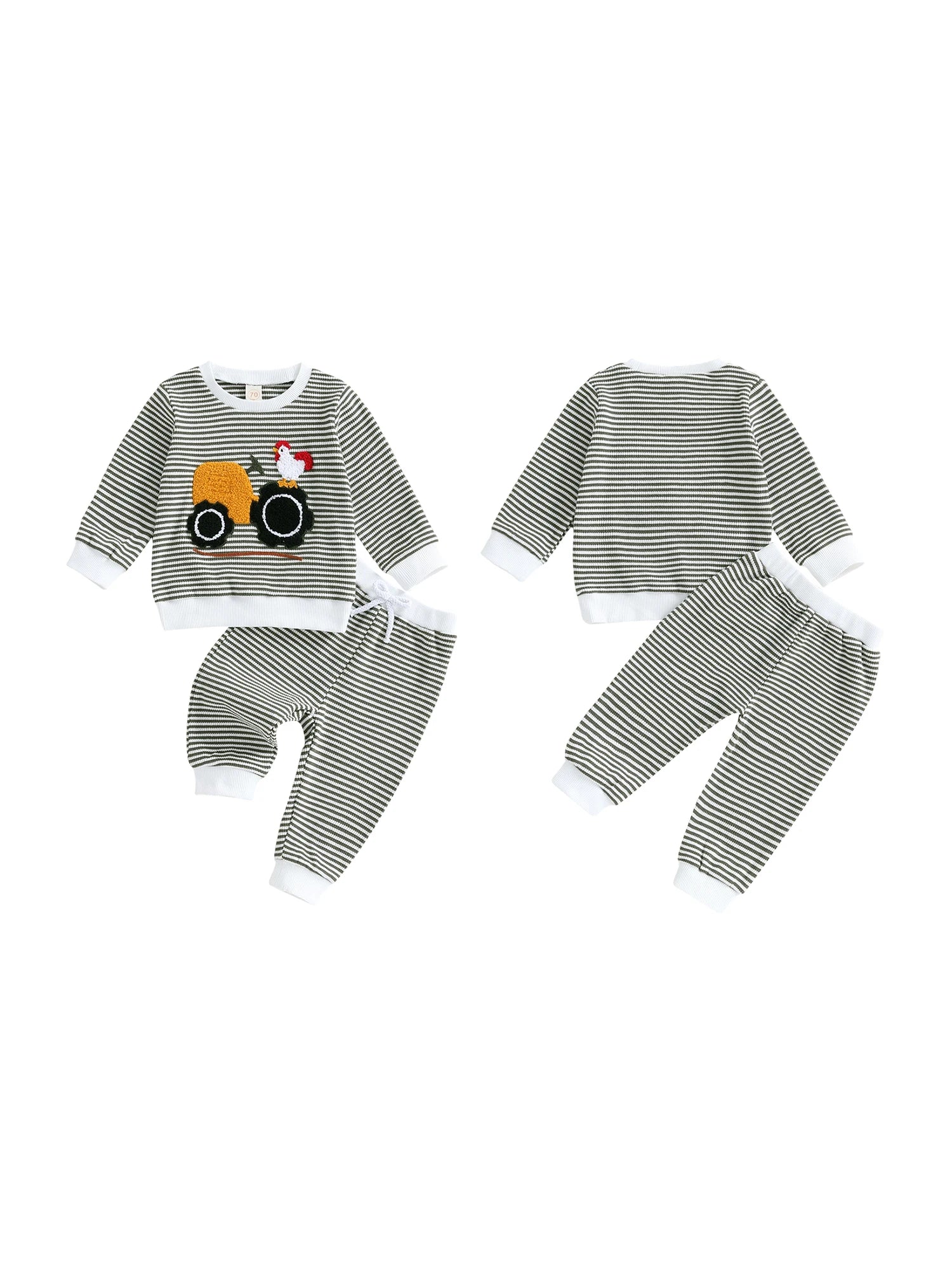Toddler 2-Piece Autumn Set with Cute Fox Embroidery Sweatshirt and Pants - Kids Fall Outfits for Boys and Girls