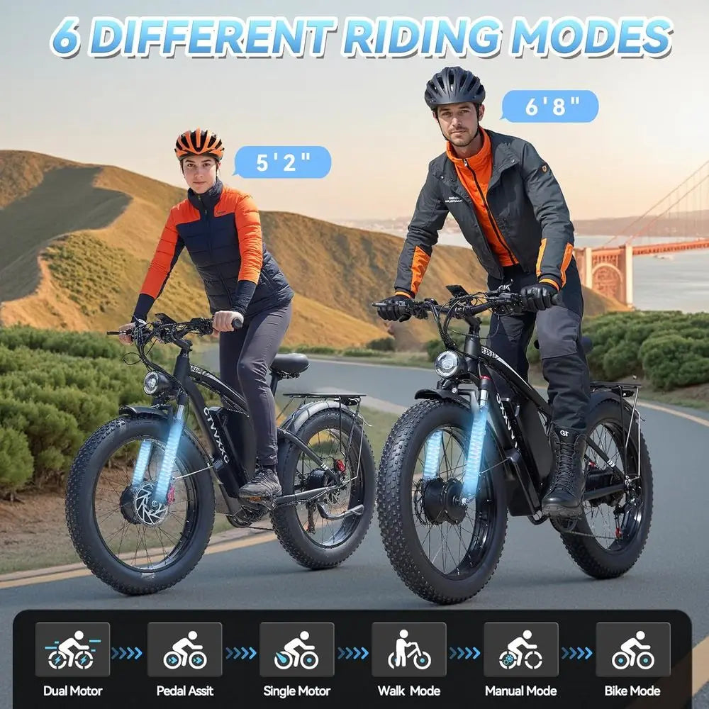 6000W Peak Dual Motor Ebike or Adults - 52V 34Ah ast Electric Bike or Men /Women 45 MPH, Up to 100 Miles,24" at Tire Lockable Sup