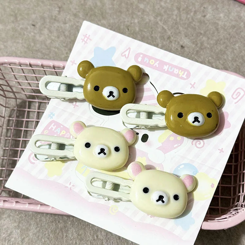 Hair Clips for Girls Kawaii Relax Bear Hairpin Women Bangs Bobby Pin Fashion Duckbill Clip Kids Hairs Ornaments Gift