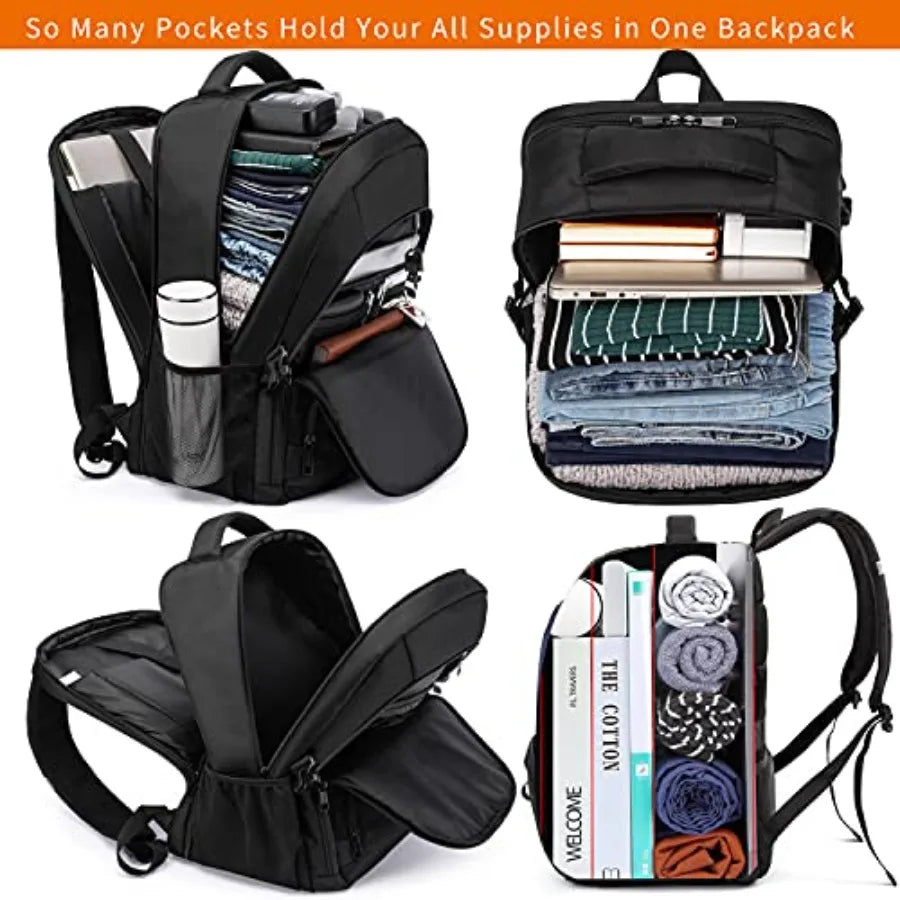 18.4 inch Laptop Backpack, Extra Large Backpack for Men 55L, Water Resistant Travel Backpack with USB Charging Port, TSA Friend