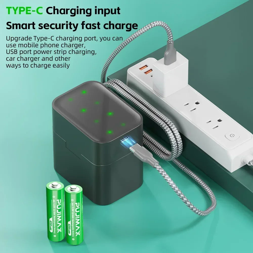 8-Slot 1.5V AA/AAA Lithium Battery LED Light Display Charger Lntelligent Storage Charging Integrated Lithium Battery Charger