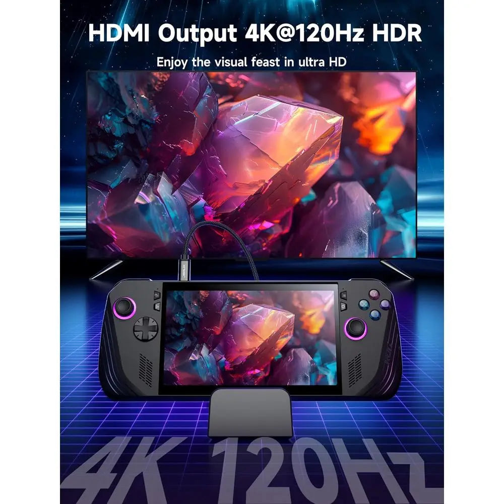 Portable Gaming Station with 100W Charging, 4K@120Hz HDMI, USB Ports - Multi-Function Dock