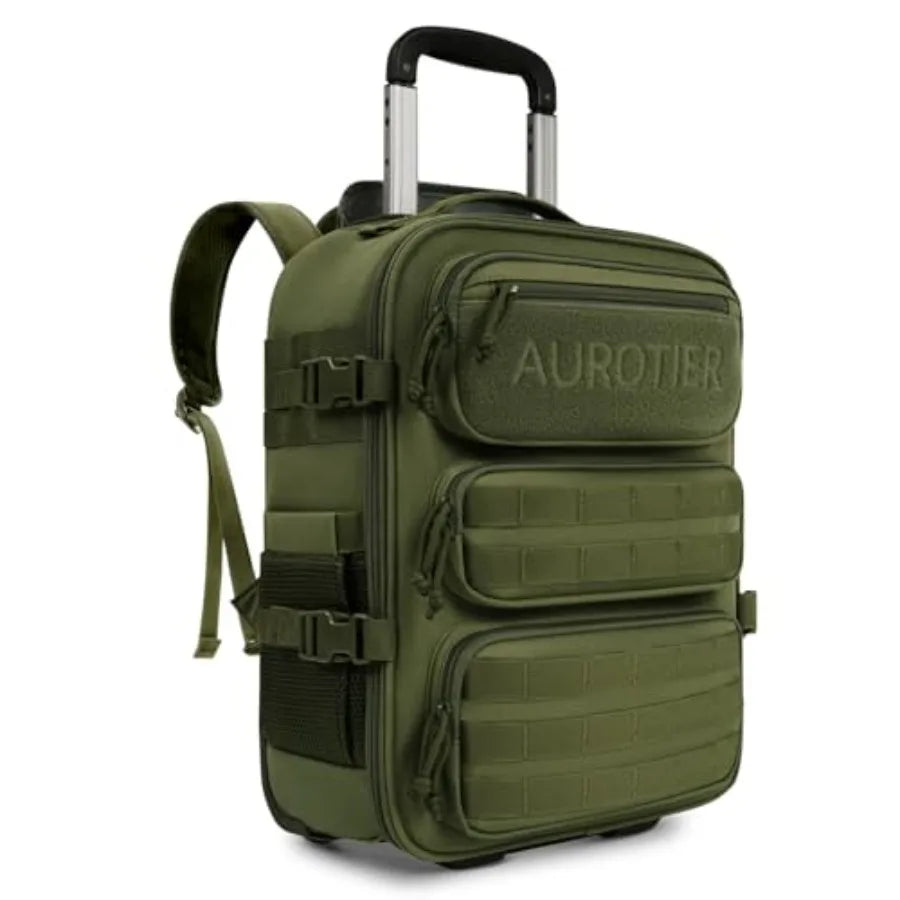 Rolling Tactical Laptop Backpack, Underseat Travel Backpack with Wheels, 16 Inch Wheeled Military Computer Backpack for Men and