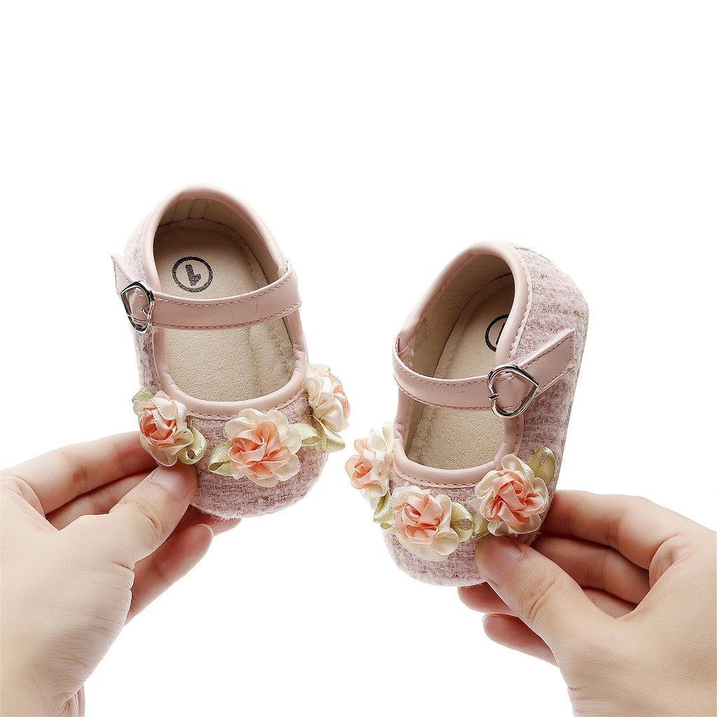 Cute Baby Girls Floral Princess Shoes with Non-Slip Sole Soft First Walker Shoes for Toddlers Adorable Toddler Shoes