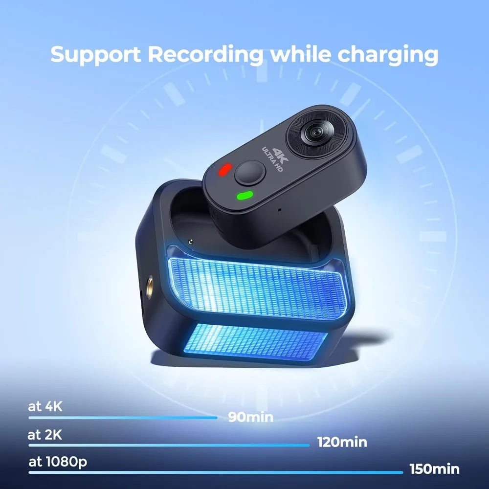 4K POV Camera with WiFi, 64GB Card, Charger Case, EIS Stabilization, Magnetic Mount, 150° Wide Angle for Sports & Vlog