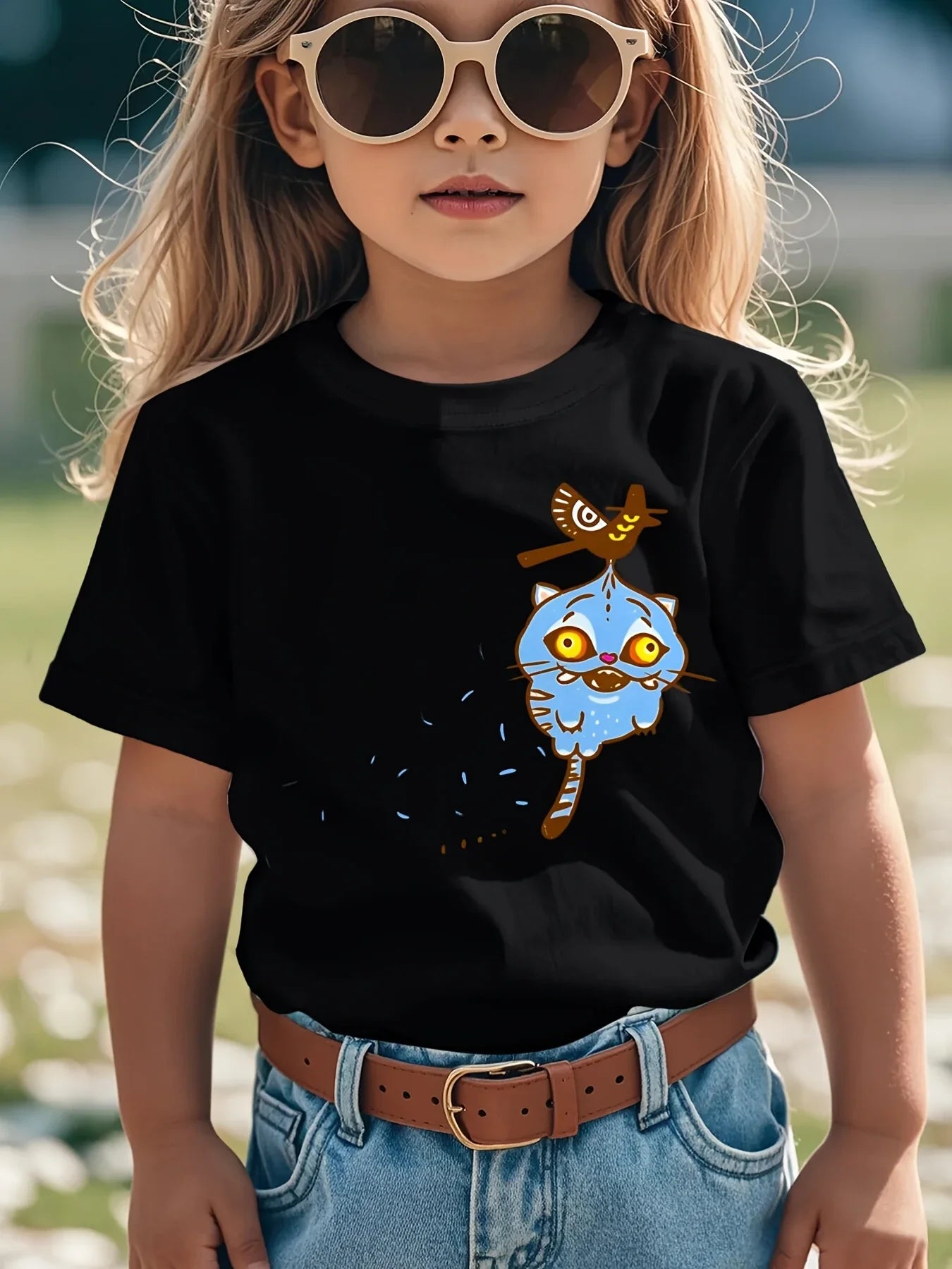 Cartoon Tiger Bird K-k Pop Print T-Shirt Anime Short Sleeve Tee Summer Girl Boy Shirt Casual Tops Crewneck Clothing