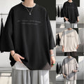Summer Half Sleeved Kong Style Trend Versatile Five Quarter Sleeve T Shirt Men Big And Tall