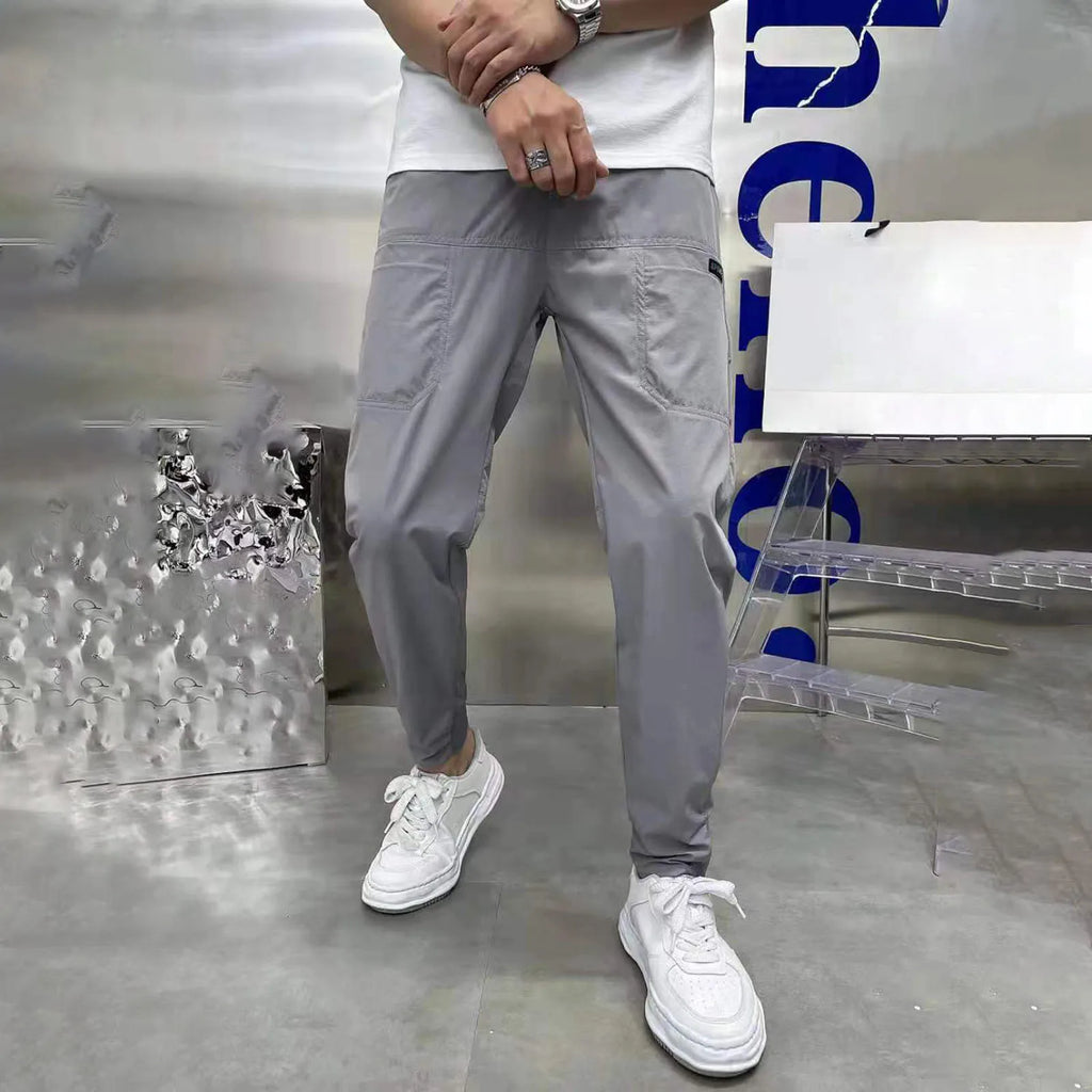 Flat Front Mens Fashion Joggers Sports Pants Summer Casual Cargo Pants Gym Sweatpants Mens Long Pant Trousers