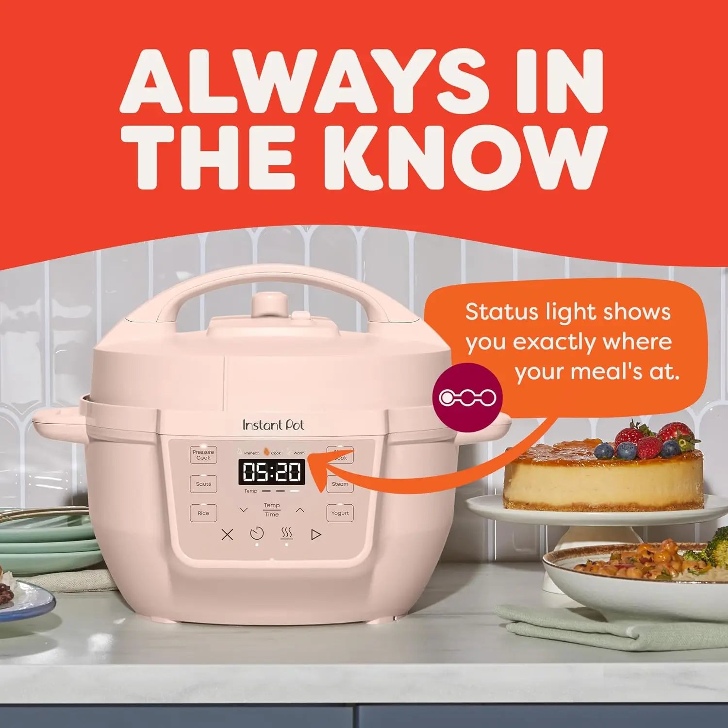 4QT Mini 7-in-1 Multi-Cooker: Pressure Cook, Slow Cook, Sauté, Steam, Rice Maker, Yogurt & Warmer in Rosewater
