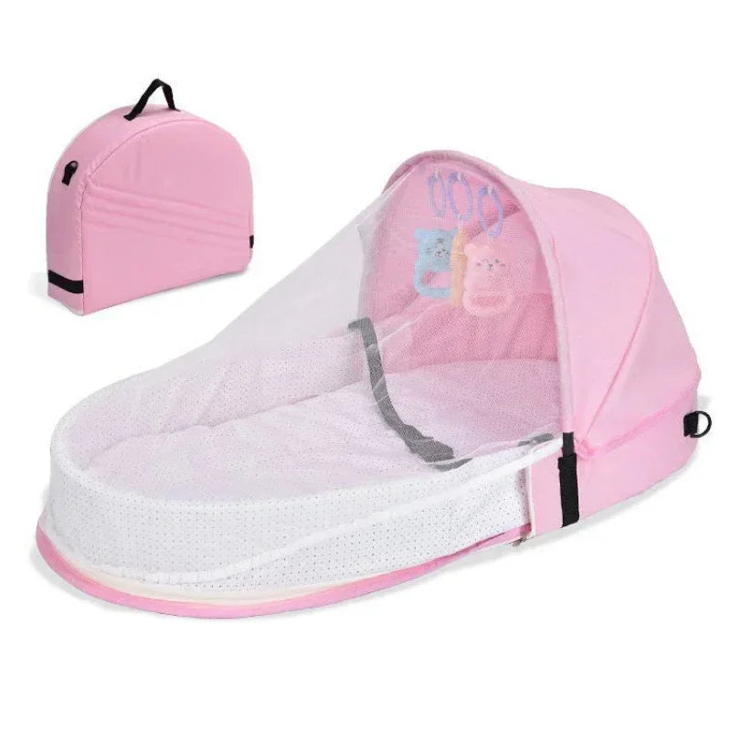 Portable Newborn Baby Bed - Travel Crib, Foldable Anti-Stress Bassinet for Baby