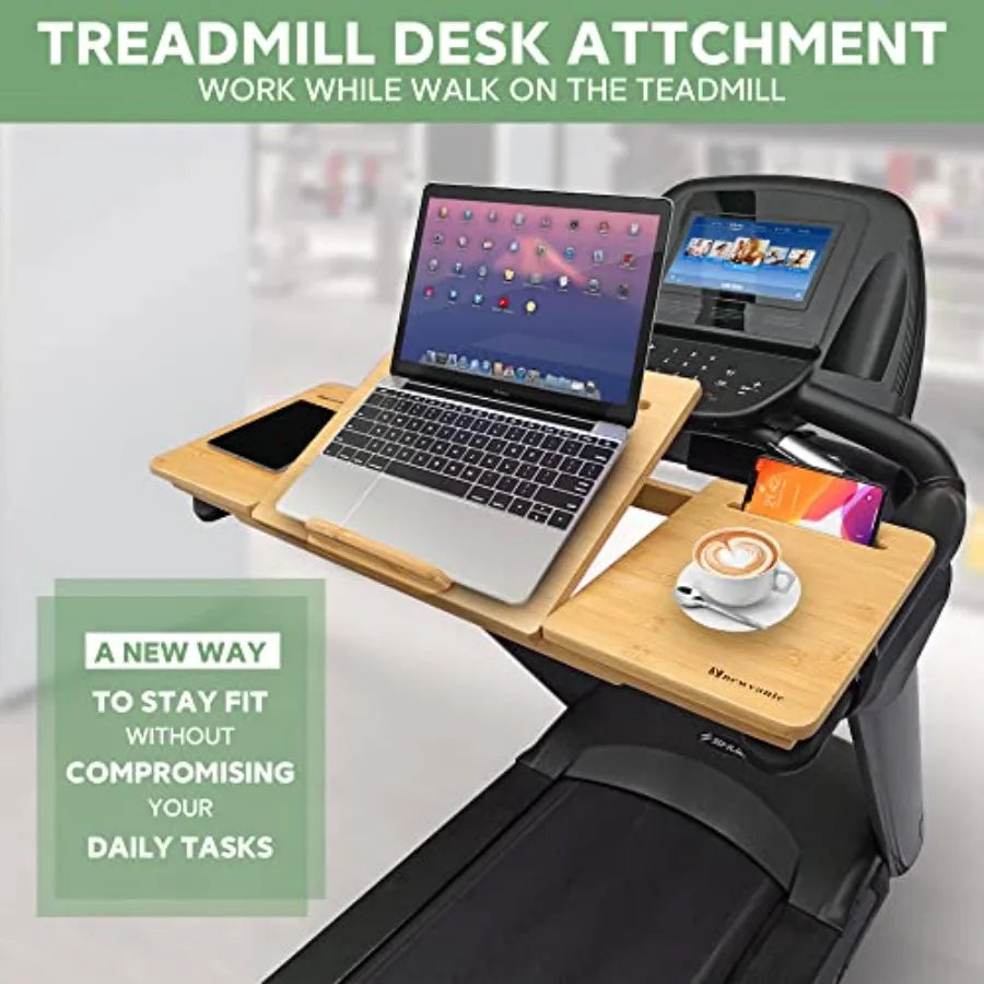 Treadmill Desk Attachment Bamboo Walking Laptop Stand Holder Workstation Adjustable Desktop Laptop Tray for Treadmill