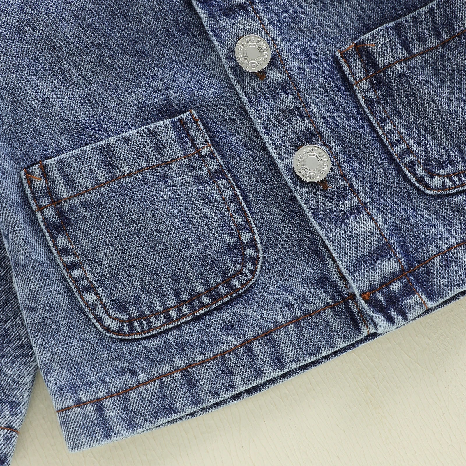 Toddler Girl Boy Jean Jacket Solid Long Sleeve Lapel Button Down Denim Coat Fall Warm Clothes