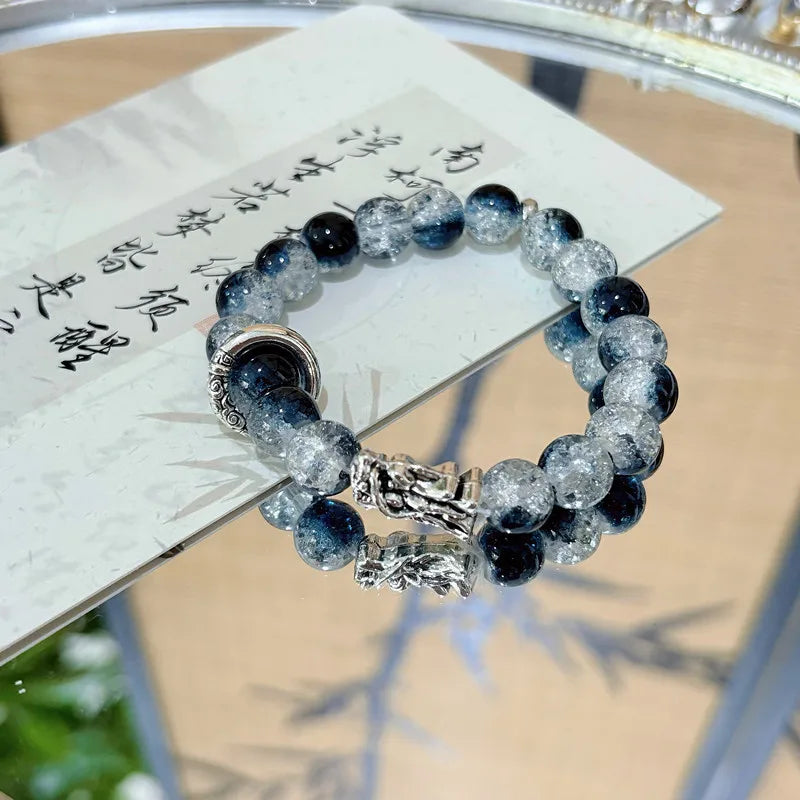 Dragon Head Fortune-Attracting Design Starry Sky Bracelet Complexion-Enhancing Glass Bracelet for Men and Women