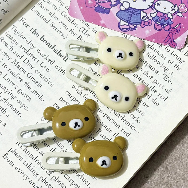 Hair Clips for Girls Kawaii Relax Bear Hairpin Women Bangs Bobby Pin Fashion Duckbill Clip Kids Hairs Ornaments Gift
