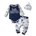 Newborn Baby Boys Fashion Clothes Set Letters Printed Long Sleeve Romper Bodysuit Top + infant Pants with Hat