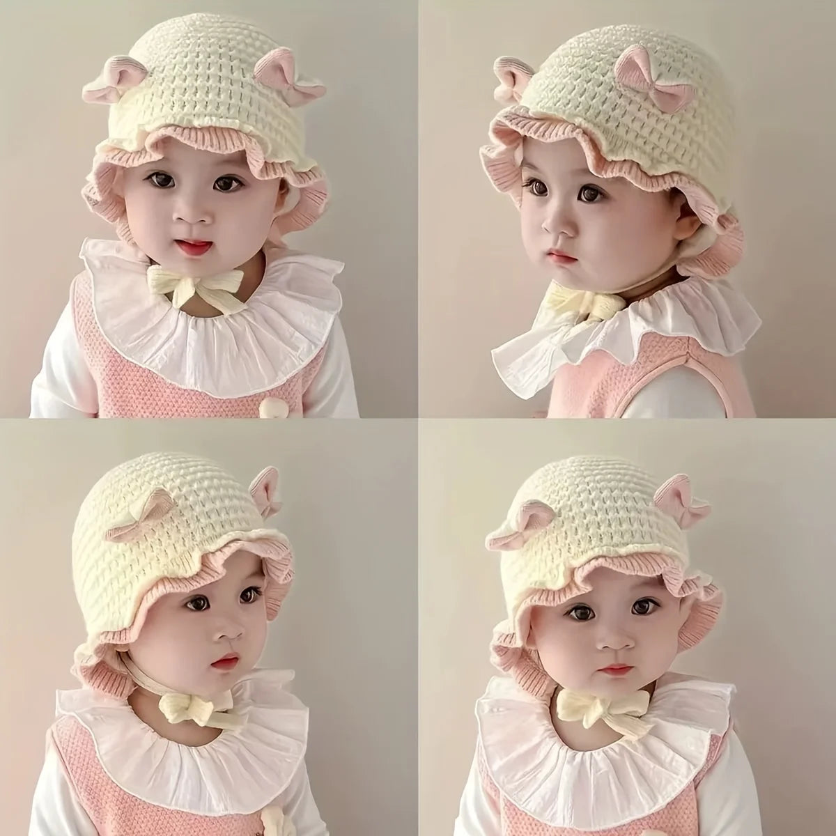 Cute Bow Baby Girl Winter Hat Soft Knitted Ruffle Infant Baby Ear Protection Thick Warm Windproof Toddler Earflap Beanie