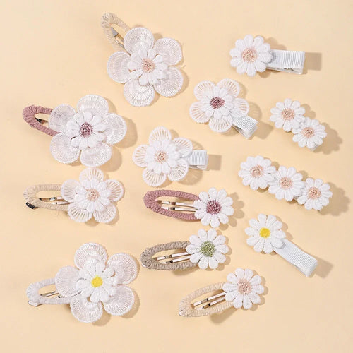 1/2/4 set Ins Daisy Flower Hair Clips Baby Girl Hairpins for Kids Lace White Barrette Princess Hooks Infant Accessories