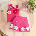 Flower Embroidery Sleeveless Smocked Tops Shorts Set Toddler Baby Girl Summer Clothes Cute Two Children'S Baby Clothing Sets