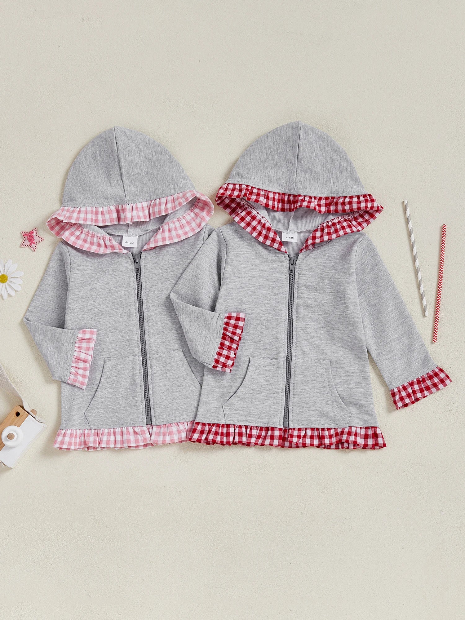 Children s Girls Plaid Hoodie with Zipper Closure Long Sleeve Sweatshirt Jacket for Everyday Casual Wear and Activities