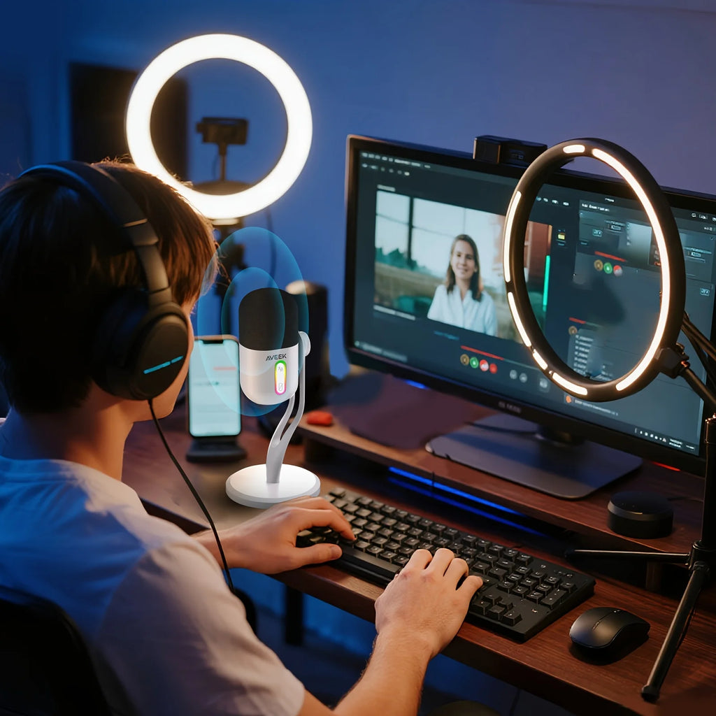 Gaming Microphone, USB Computer Microphone For PC, Mac, PS4/5, Condenser Podcast Mic For Studio Recording, YouTube, Stream