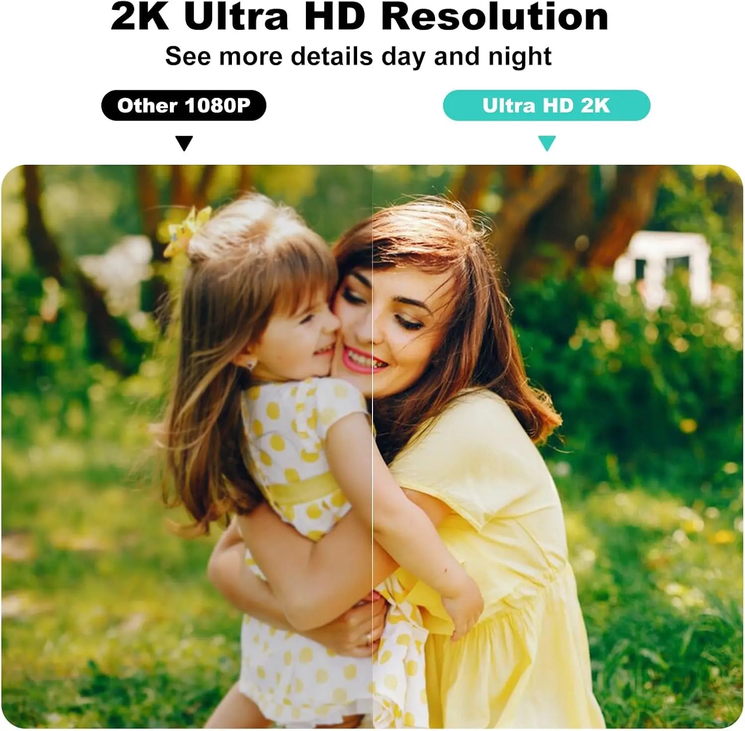 2K UHD Smart Wireless Security Camera for Indoor and Outdoor Use, Battery Powered WiFi Camera with Color Night Vision, Motion Detection, Two Way Audio, Weatherproof Design, Cloud and SD Card Storage for Home Security, Only Co