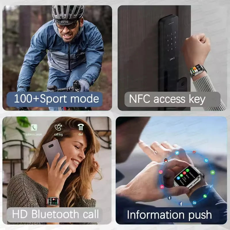 New Nursing Grade Air Bag Smart Watch Men Blood Fat ECG+PPG Blood Pressure Broadcast NFC HD BT Call Health Smart Watch Woman