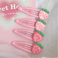 4pcs Pink Strawberry Cute Hair Clips, Suitable For Daily Use, Can Hold Bangs And Side Hair Without Hurting Hair